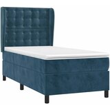 Box spring krevet s madracem tamnoplavi 90x200 cm baršunasti | shoptok.hr