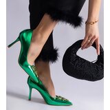 Green patent stilettos adorned with rhinestones Almana | Shoptok.si
