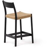 Kave Home Crna/u prirodnoj boji barska stolica od punog hrasta (visine sjedala 65 cm) Yalia – | shoptok.hr
