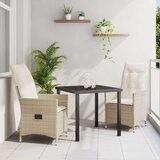 Set namještaja za ručanje u vrtu od 3 dijela s jastučićima bež poli ratan | shoptok.hr