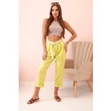 Kesi Włoski Women's linen cotton pants with a belt kiwi | Shoptok.si