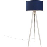 QAZQA Vloerlamp tripod wit met stoffen kap donkerblauw 50cm - Tripod Classic | Shoptok.si