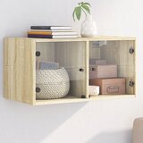 vidaXL Stenska omarica s steklenimi vrati sonoma hrast 68,5x37x35 cm | Shoptok.si