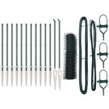 vidaXL Šesterokotna Ograja Zelena 0.6x25 m Jeklo, Stebri za Ograjo s Sidrom 13 kos Ø32 mm 80 cm Galvanizirano Jeklo Cene