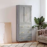 vidaXL Visoka komoda siva sonoma 69,5x34x180 cm inženirski les | Shoptok.si