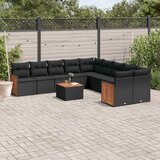 vidaXL 11-dijelni set vrtnih sofa od poliratana s jastucima crni | shoptok.hr