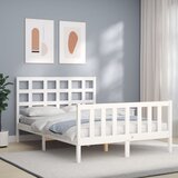 vidaXL Okvir kreveta s uzglavljem bijeli 140 x 190 cm od masivnog drva Cijene