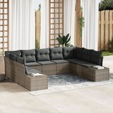 vidaXL set vrtnih kavčev Set z 9 kosi Siva Ratan Vrtni kavč Pravokoten, (22065132) | Shoptok.si