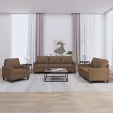  3-dijelni set sofa s jastucima smeđi od tkanine Cijene