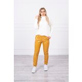 Kesi Dvoslojne pantalone sa senfom od velura bela | senf | ePonuda.com