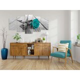  Slika - Rose on Wood (5 Parts) Wide Turquoise 100x50 | shoptok.hr