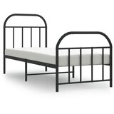 Maison Chic Kovinski Posteljni okvir - Enojna postelja - Postelja za odrasle z vzglavjem in vznožjem črn 75x190 cm-J88, (21776947) | Shoptok.si