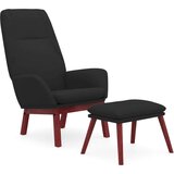  Stolica za opuštanje s tabureom od tkanine crna | shoptok.hr