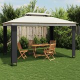 vidaXL paviljon z dvojno streho krem 3,94x2,96 m jeklo | Shoptok.si