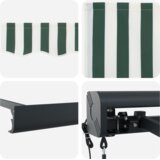 vidaXL Automatska retraktabilna nadstrešnica zelena i bijela 300x250 cm, nadstrešnica zamjenska tkanina za okvir 3x2.5 m zelena i bijela | shoptok.hr