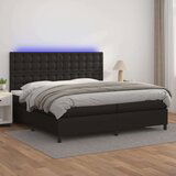  Box spring postelja z vzmetnico LED črna 200x200cm umetno usnje, (20725827) Cene