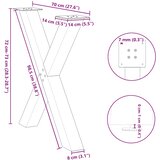  Noge za blagovaonski stol u obliku slova X, 3 kom, bijele, 70 x (72-73) cm, čelik | shoptok.hr