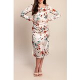Fenzy Plus Size Midi Obleka S Cvetličnim Potiskom, Svetlo Roza | Shoptok.si