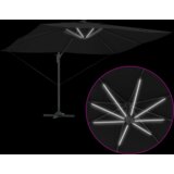 vidaXL Kantilever Roma Suncobran s LED-ima Crni 352x251x265 cm Aluminij | shoptok.hr