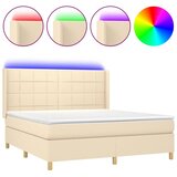  Krevet box spring s madracem LED krem 160x200 cm od tkanine | shoptok.hr