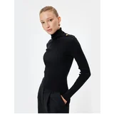 Koton Turtleneck Knitwear Sweater with Epaulette Detail Long Sleeve