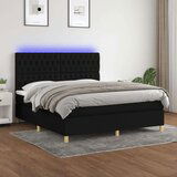  Box spring s madracem LED crni 160x200 cm od tkanine Cijene