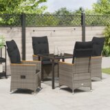 vidaXL Set vrtne blagovaonice s jastučićima Siva poli ratan | shoptok.hr