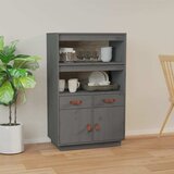 Visoka komoda siva 67 x 40 x 108,5 cm od masivne borovine | shoptok.hr