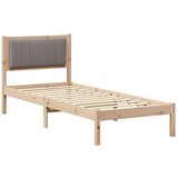 vidaXL Posteljni okvir z oblazinjenim vzglavjem Taupe 80 x 200 cm | Shoptok.si