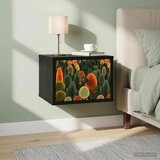  Wall-mounted noćni ormarić ZAANDAM Crni hrast 36 x 33 x 25 cm - Crni hrast Print šume 1 | shoptok.hr