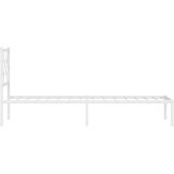 vidaXL Kovinski posteljni okvir z vzglavjem bel 75x190 cm | Shoptok.si