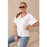Kesi Cotton blouse with decorative bow white