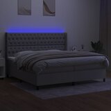  Krevet box spring s madracem LED svjetlosivi 200x200 cm tkanina | shoptok.hr