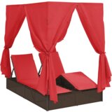  Dvostruko sunčalište Set od 2 Smeđa i crvena Ratan i poliester | shoptok.hr