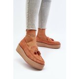Kesi Women's platform loafers with fringes, orange Mialani Cene