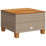 vidaXL Vrtna miza bež 55x55x36 cm poli ratan in akacijev les | Shoptok.si