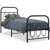 vidaXL Kovinski posteljni okvir z vzglavjem in vznožjem črn 75x190 cm | Shoptok.si