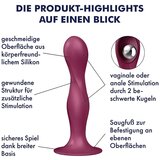 Satisfyer Double Ball-R - obteženi dildo z lepljivimi nogami (rdeč) | Shoptok.si