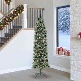 vidaXL Umetno vitko božično drevo med 300 LED Zelena in bela 240 cm | Shoptok.si