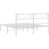 vidaXL Kovinski posteljni okvir z vzglavjem bel 135x190 cm | Shoptok.si
