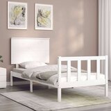  Posteljni okvir z vzglavjem bel 100x200 cm trden les | Shoptok.si
