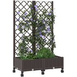  Vrtni saksija s rešetkom i kotačima Smeđa 80 x 40 x 131,5 cm PP | shoptok.hr