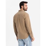 Ombre Men's REGULAR FIT cotton shirt with pocket - light brown | Eponuda.ba