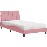 vidaXL Krevet s madracem ružičasti 100x200 cm baršunasti | shoptok.hr