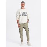 Ombre Men's JOGGER pants with zippered cargo pockets - khaki | Shoptok.si