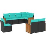  Vrtni set od 8 dijelova s jastucima, crni poliratan | shoptok.hr