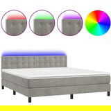 The Living Store Box spring postelja z vzmetnico LED svetlo siva 180x200cm žamet - Box Spring Postelja, (21489496) | Shoptok.si