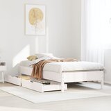 vidaXL Posteljni okvir brez vzmetnice bel 90x200 cm trdna borovina Cene