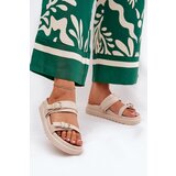 Boto Women's Platform Sandals With Golden Buckles Beige Wernone Cene