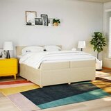  Krevet s oprugama i madracem krem 200 x 200 cm od tkanine | shoptok.hr